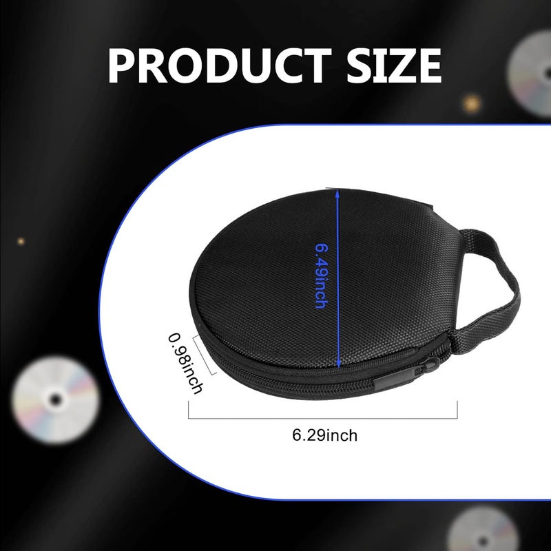 Arwrilt Car CD Storage Bag, Oxford Cloth Round CD Case Holder with Carrying Strap, Portable 20 Capacity DVD Storage Holder, Universal for Most Cars (Black) - Image 2